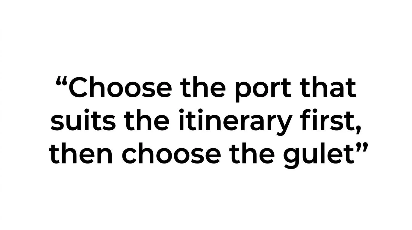 Highlighted quote reading: Choose the port that suits the itinerary first, then choose the gulet.