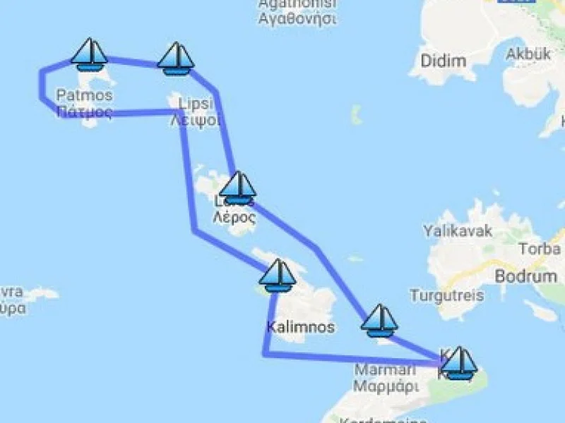 Kos island to Patmos island Kos island